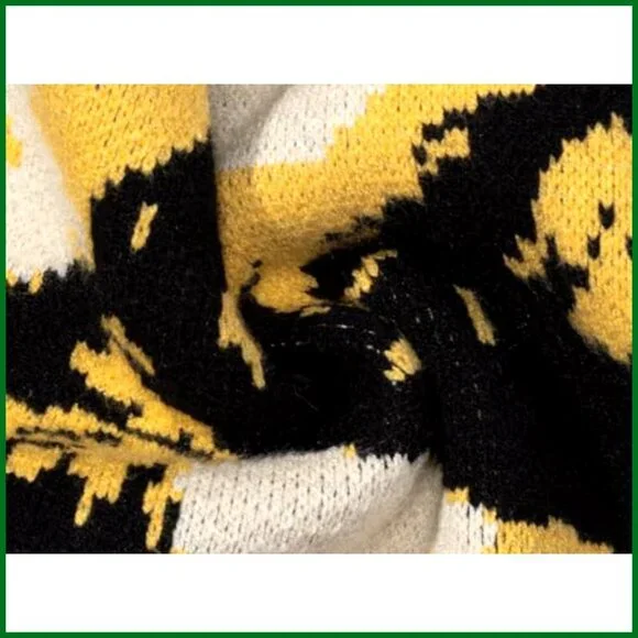 Vintage Art Print Cardigan Oversized Loose Fit V-Neck Button Sweater Jacket - Picture 5 of 7